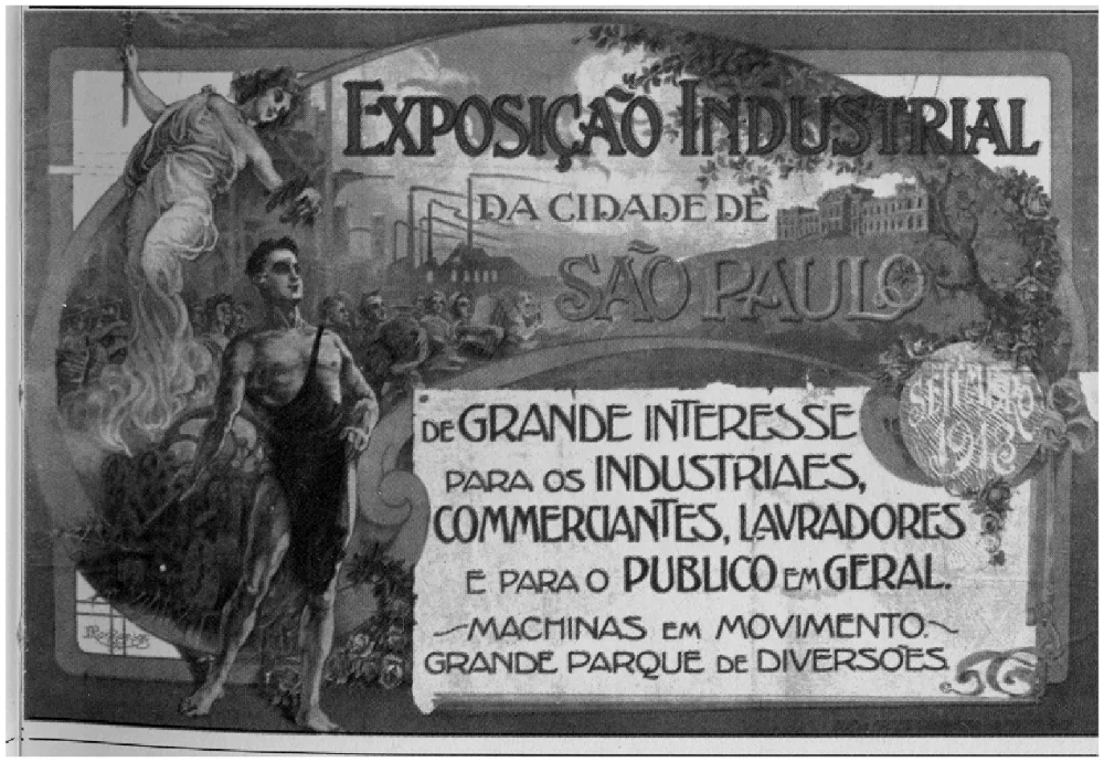 Cartaz da Exposição Industrial da cidade de São Paulo em 1918.