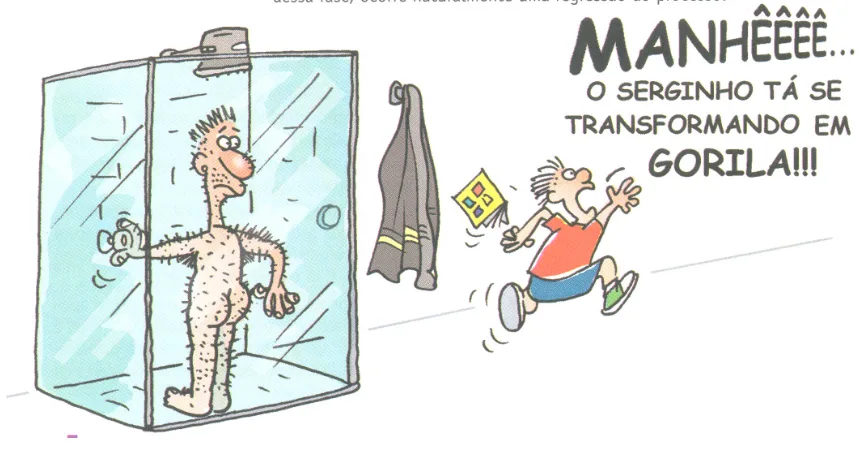 Ilustração sobre as mudanças corporais da puberdade.