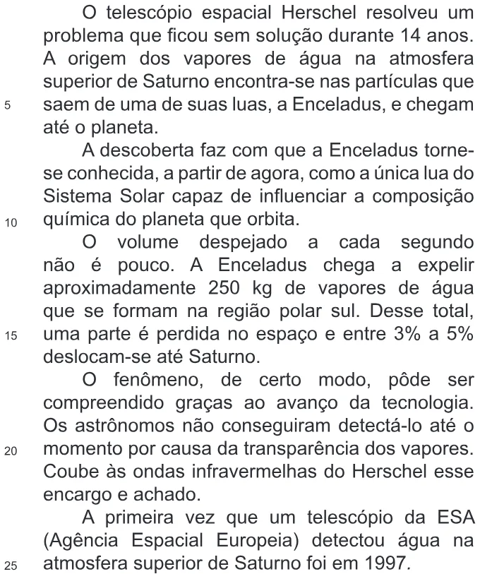 Trecho original com figura, tabela ou fórmula da questão 111 do ENEM 2012 - 2º Dia - Caderno 6 - Cinza – Reaplicação/PPL.
