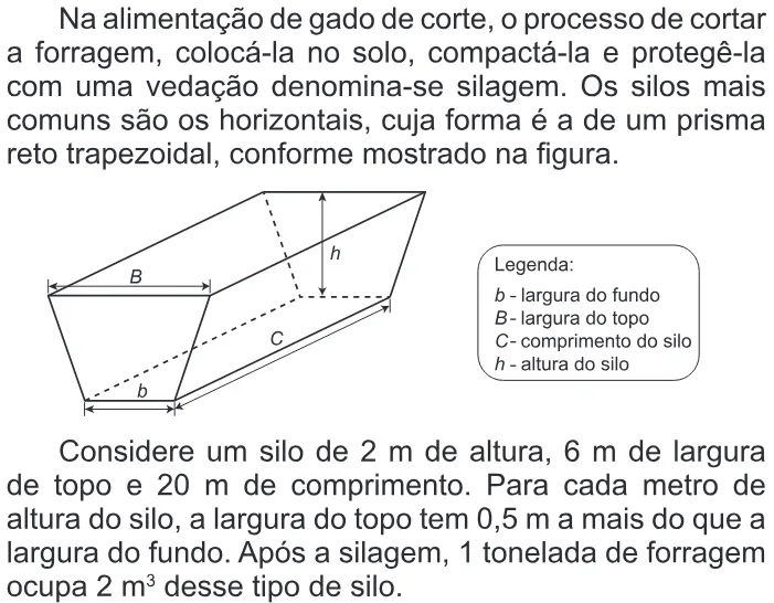 Trecho original com figura, tabela ou fórmula da questão 171 do ENEM 2014 - 2º Dia - Caderno 5 - Amarelo – Aplicação regular.
