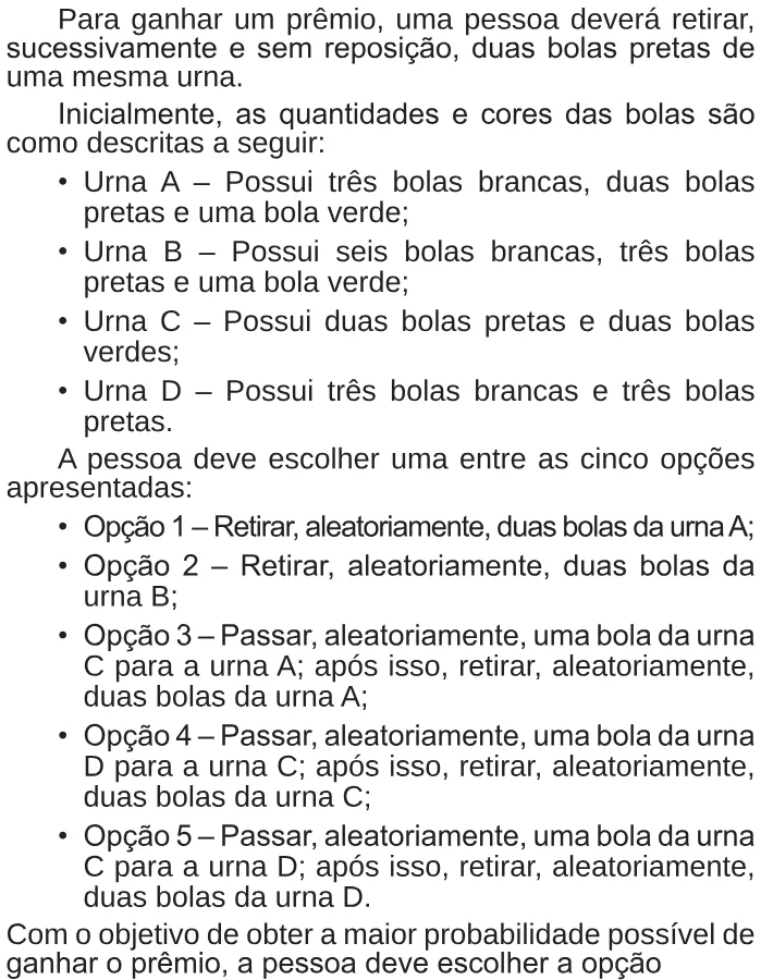 Trecho original com figura, tabela ou fórmula da questão 176 do ENEM 2018 - 2º Dia - Caderno 5 - Amarelo – Aplicação regular.