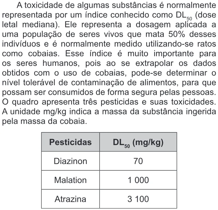 Trecho original com figura, tabela ou fórmula da questão 106 do ENEM 2017 - 2º Dia - Caderno 5 - Amarelo – Aplicação regular.