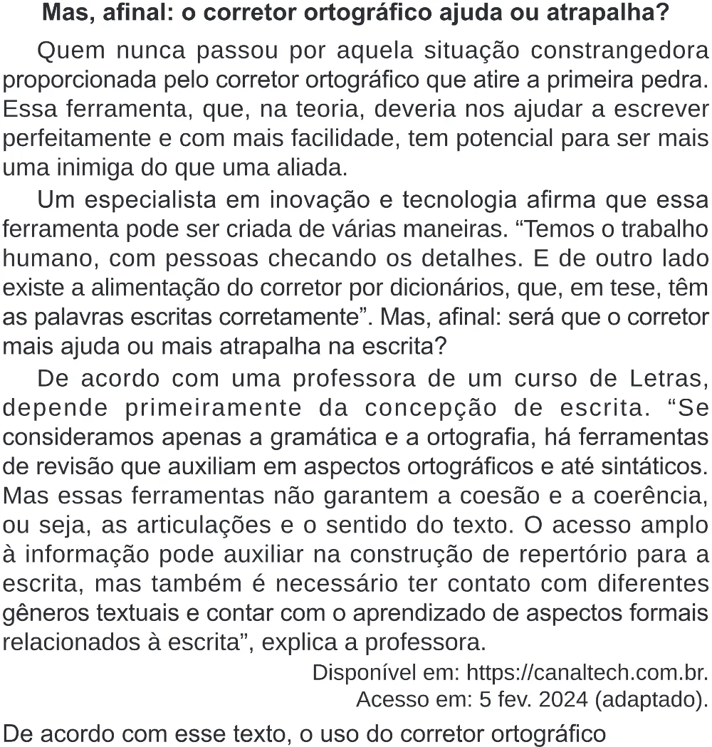 Trecho original com figura, tabela ou fórmula da questão 9 do ENEM 2024 - 1º Dia – Caderno 4 – Verde (Superampliada) – Reaplicação/PPL.