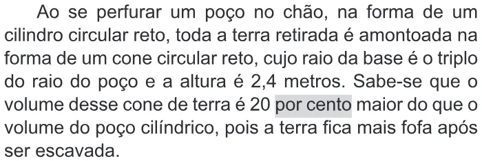 Trecho original com figura, tabela ou fórmula da questão 158 do ENEM 2015 - 2º Dia - Caderno 14 - Cinza – Reaplicação/PPL - Ledor.