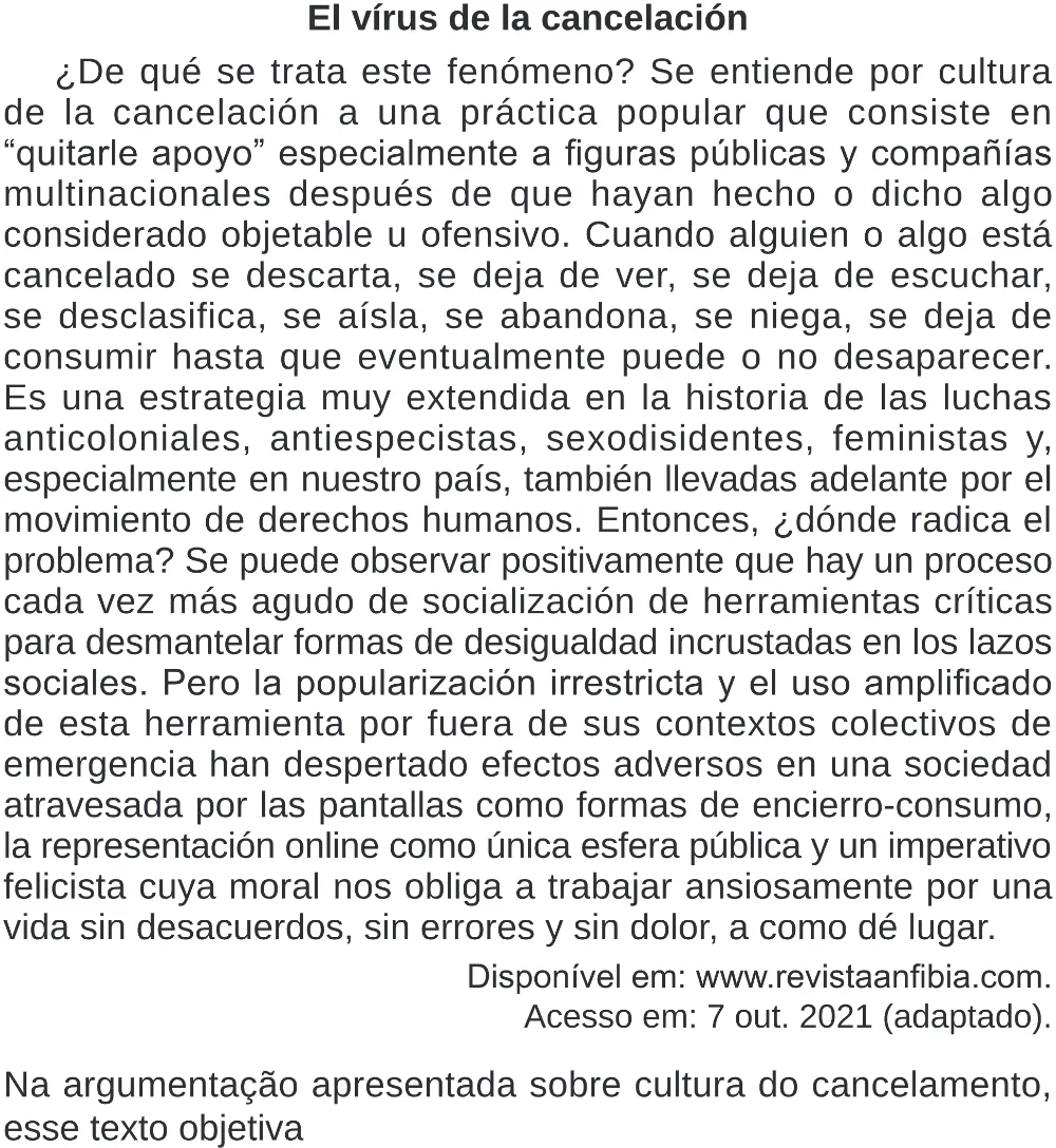 Trecho original com figura, tabela ou fórmula da questão 3 (espanhol) do ENEM 2024 - 1º Dia – Caderno 10 – Roxo (Libras) – Aplicação Regular - (Superampliada).