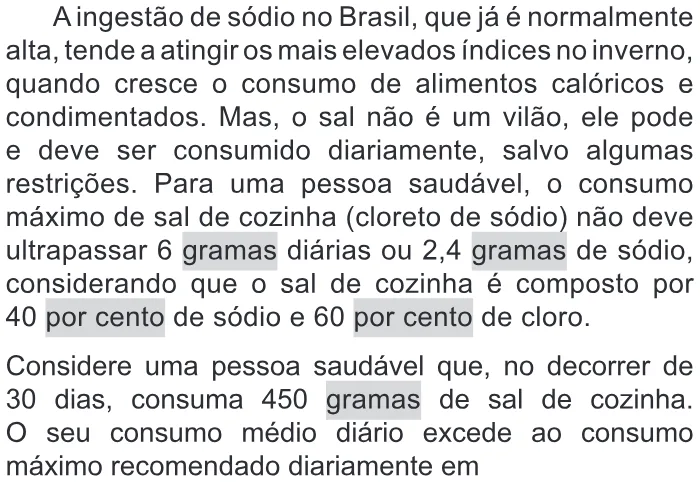Trecho original com figura, tabela ou fórmula da questão 139 do ENEM 2019 - 2º Dia – Caderno 11 – Laranja – Reaplicação/PPL.