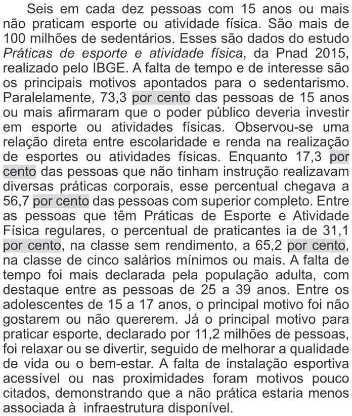 Trecho original com figura, tabela ou fórmula da questão 8 do ENEM 2022 - 1º Dia – Caderno 9 – Laranja (Braile e ledor) – Aplicação Regular.