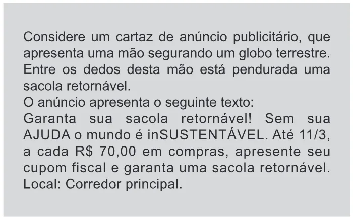 Trecho original com figura, tabela ou fórmula da questão 133 do ENEM 2012 - 2º Dia - Caderno 6 - Cinza – Ledor.