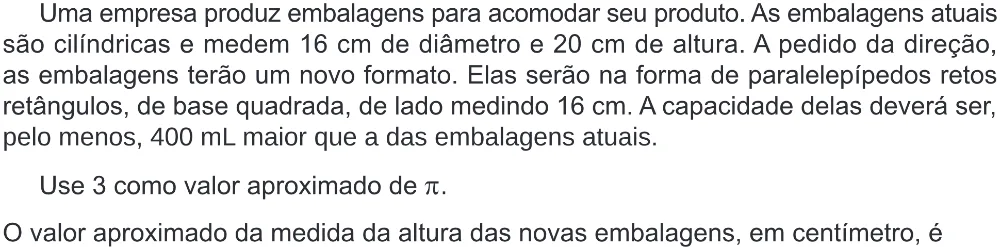 Trecho original com figura, tabela ou fórmula da questão 166 do ENEM 2024 - 2º Dia – Caderno 8 – Verde (Ampliada) – Reaplicação/PPL.