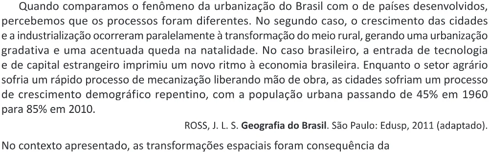 Trecho original com figura, tabela ou fórmula da questão 70 do ENEM 2025 - 1º Dia – Caderno 9 – Laranja (Braile e ledor) – Reaplicação - (Ampliada).