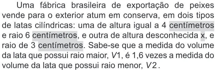 Trecho original com figura, tabela ou fórmula da questão 166 do ENEM 2015 - 2º Dia - Caderno 14 - Cinza – Reaplicação/PPL - Ledor.