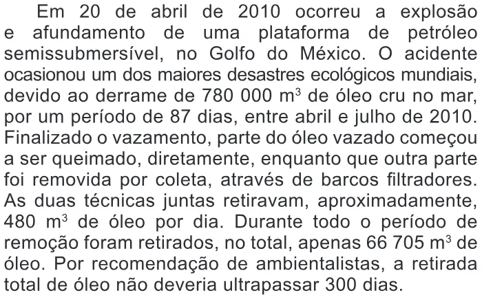Trecho original com figura, tabela ou fórmula da questão 158 do ENEM 2016 - 2º Dia - Caderno 13 - Cinza – Reaplicação/PPL.