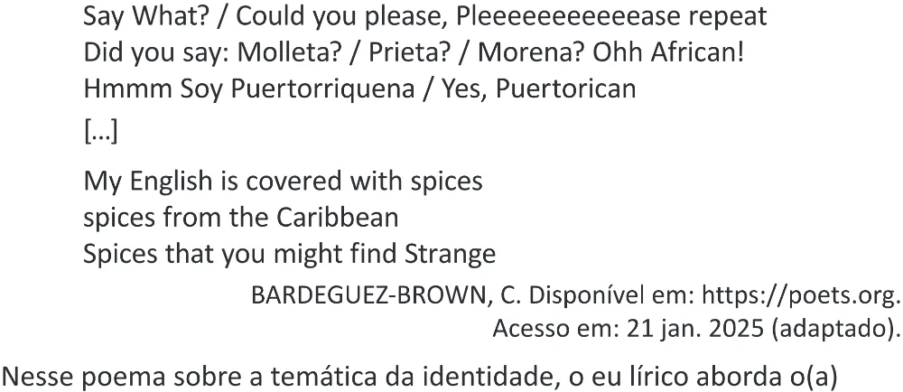 Trecho original com figura, tabela ou fórmula da questão 4 (inglês) do ENEM 2025 - 1º Dia – Caderno 9 – Laranja (Braile e ledor) – Reaplicação - (Superampliada).
