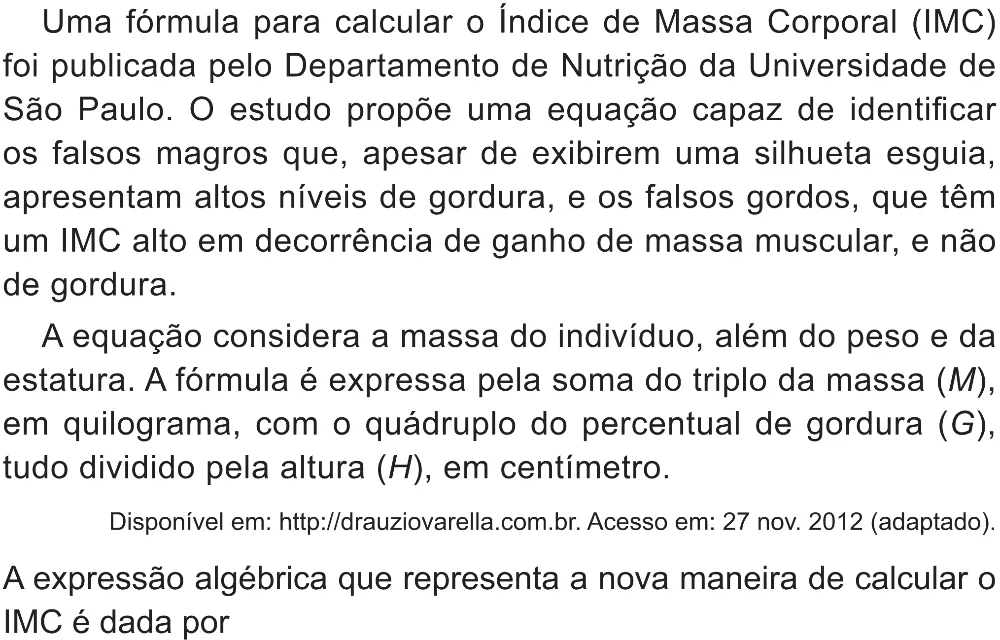 Trecho original com figura, tabela ou fórmula da questão 158 do ENEM 2021 - 2º Dia – Caderno 5 – Amarelo (Superampliada) – Reaplicação/PPL/Segunda Oportunidade.