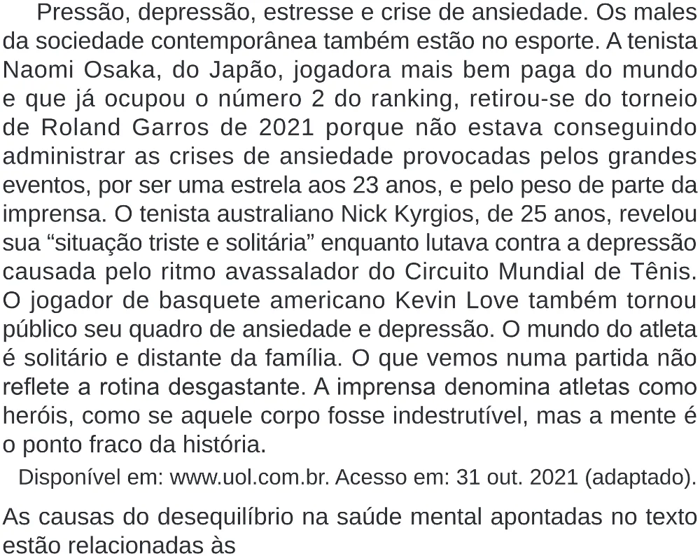 Trecho original com figura, tabela ou fórmula da questão 43 do ENEM 2024 - 1º Dia – Caderno 10 – Roxo (Libras) – Aplicação Regular - (Superampliada).