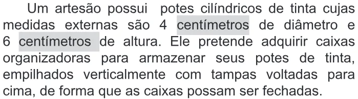 Trecho original com figura, tabela ou fórmula da questão 158 do ENEM 2018 - 2º Dia - Caderno 11 – Laranja (Braile e ledor) – Aplicação regular.