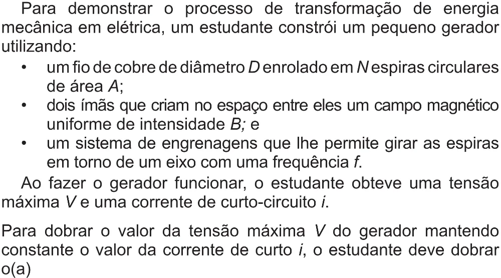 Trecho original com figura, tabela ou fórmula da questão 127 do ENEM 2017 - 2º Dia - Caderno 5 – Amarelo (Superampliada) – Aplicação regular.