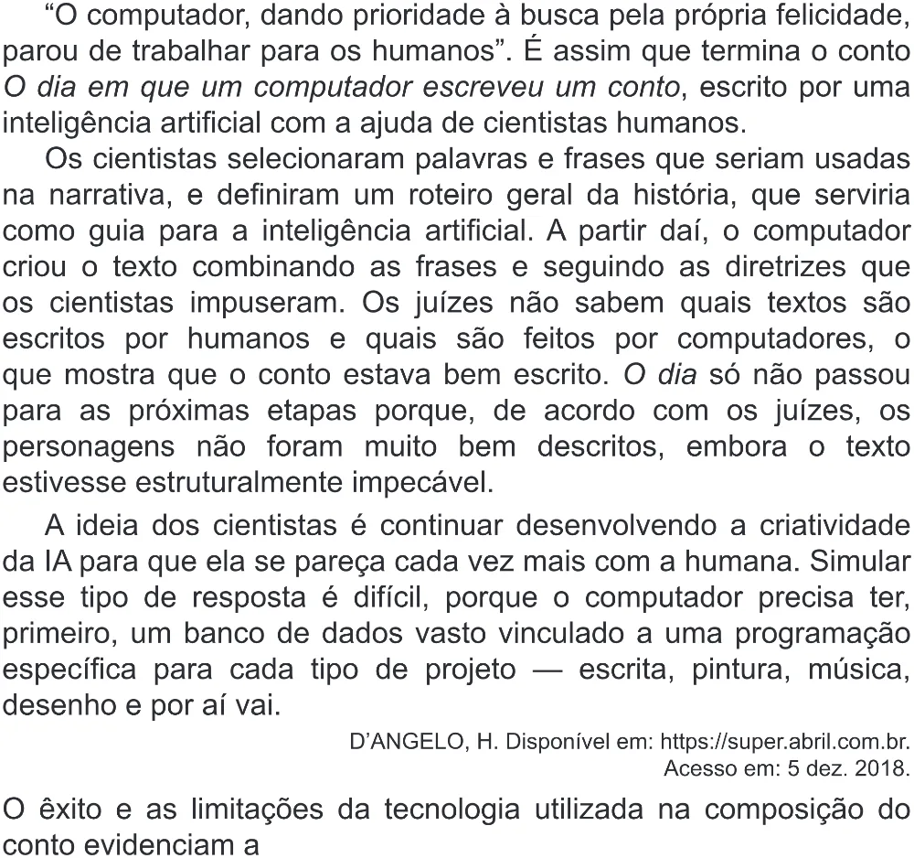 Trecho original com figura, tabela ou fórmula da questão 34 do ENEM 2019 - 1º Dia – Caderno 2 – Amarelo (Superampliada) – Aplicação Regular.