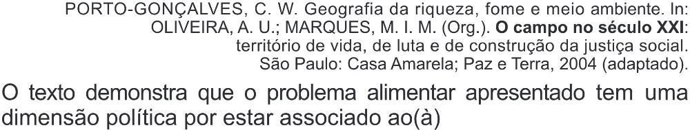 Trecho original com figura, tabela ou fórmula da questão 78 do ENEM 2019 - 1º Dia – Caderno 2 – Amarelo (Superampliada) – Aplicação Regular.
