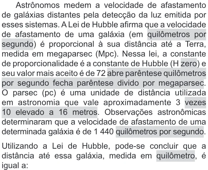 Trecho original com figura, tabela ou fórmula da questão 91 do ENEM 2019 - 2º Dia – Caderno 11 – Laranja – Reaplicação/PPL.