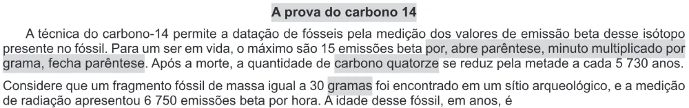 Trecho original com figura, tabela ou fórmula da questão 102 do ENEM 2017 - 2º Dia - Caderno 11 – Laranja (Braile e ledor) – Aplicação regular.