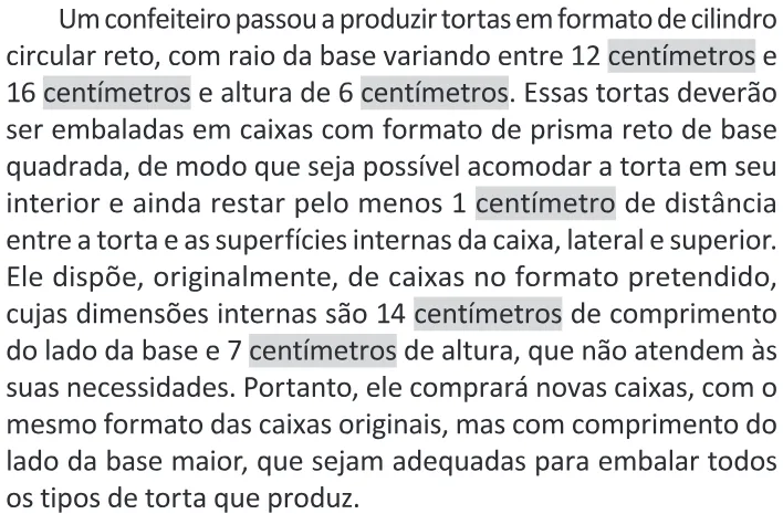 Trecho original com figura, tabela ou fórmula da questão 168 do ENEM 2025 - 2º Dia – Caderno 11 – Laranja (Braile e ledor) – Aplicação Regular - (Ledor).