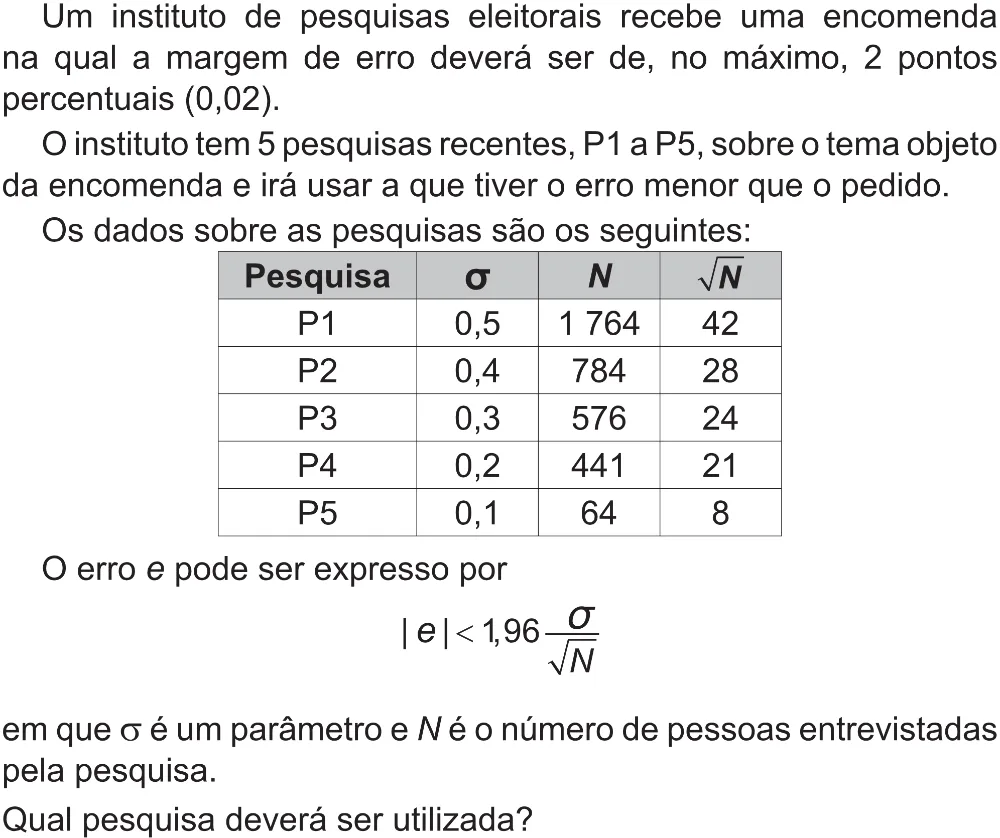 Trecho original com figura, tabela ou fórmula da questão 151 do ENEM 2017 - 2º Dia - Caderno 5 – Amarelo (Superampliada) – Aplicação regular.