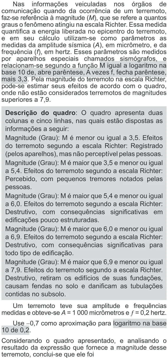 Trecho original com figura, tabela ou fórmula da questão 159 do ENEM 2017 - 2º Dia - Caderno 11 - Laranja – Reaplicação/PPL - Ledor.