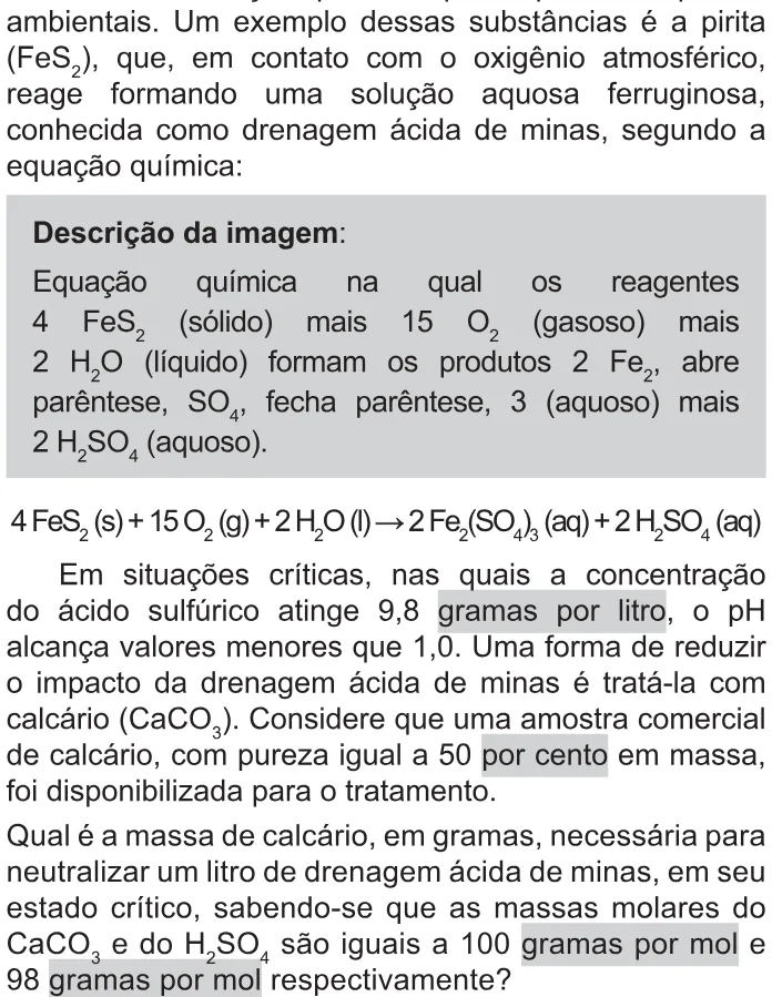 Trecho original com figura, tabela ou fórmula da questão 126 do ENEM 2021 - 2º Dia – Caderno 11 – Laranja (braile e ledor) – Reaplicação/PPL/Segunda Oportunidade.
