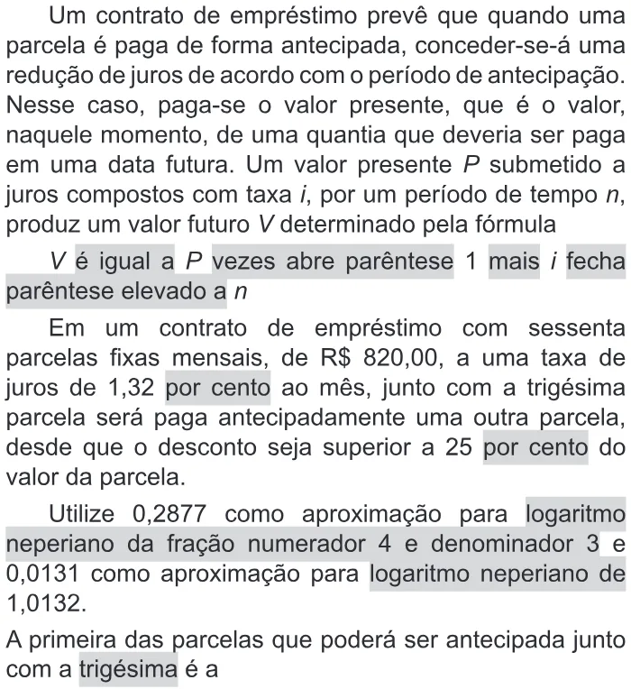 Trecho original com figura, tabela ou fórmula da questão 165 do ENEM 2018 - 2º Dia - Caderno 11 – Laranja (Braile e ledor) – Aplicação regular.