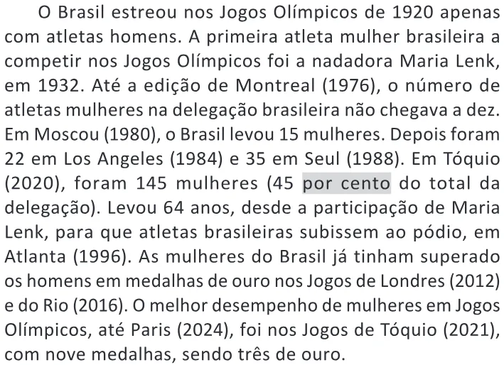 Trecho original com figura, tabela ou fórmula da questão 6 do ENEM 2025 - 1º Dia – Caderno 9 – Laranja (Braile e ledor) – Reaplicação - (Ledor).