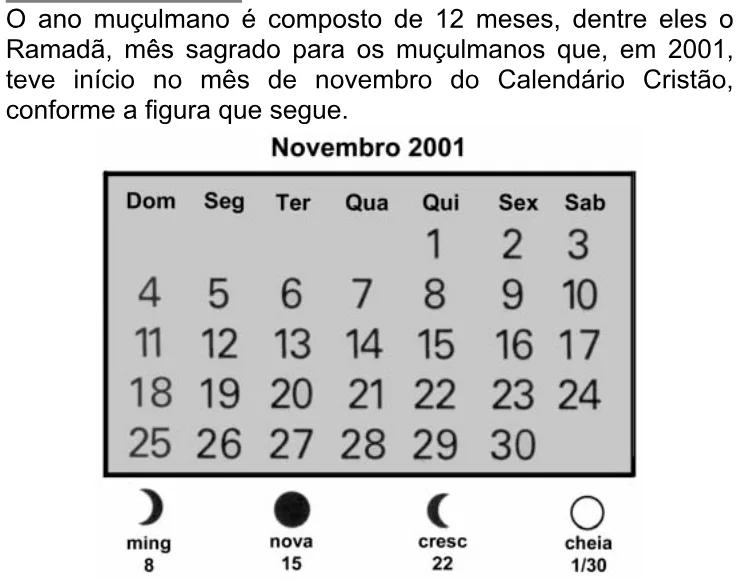 Trecho original com figura, tabela ou fórmula da questão 42 do ENEM 2002 - Caderno Amarelo.