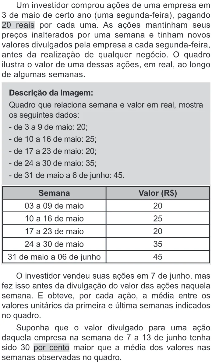 Trecho original com figura, tabela ou fórmula da questão 166 do ENEM 2022 - 2º Dia – Caderno 11 – Laranja (braile e ledor) – Reaplicação/PPL.