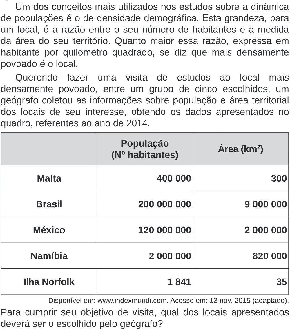 Trecho original com figura, tabela ou fórmula da questão 167 do ENEM 2020 - 2º Dia – Caderno 8 – Rosa (Superampliada) – Reaplicação/PPL.