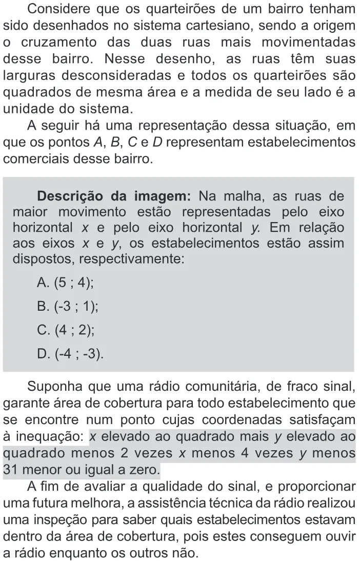 Trecho original com figura, tabela ou fórmula da questão 159 do ENEM 2015 - 2º Dia - Caderno 14 - Cinza – Reaplicação/PPL - Ledor.
