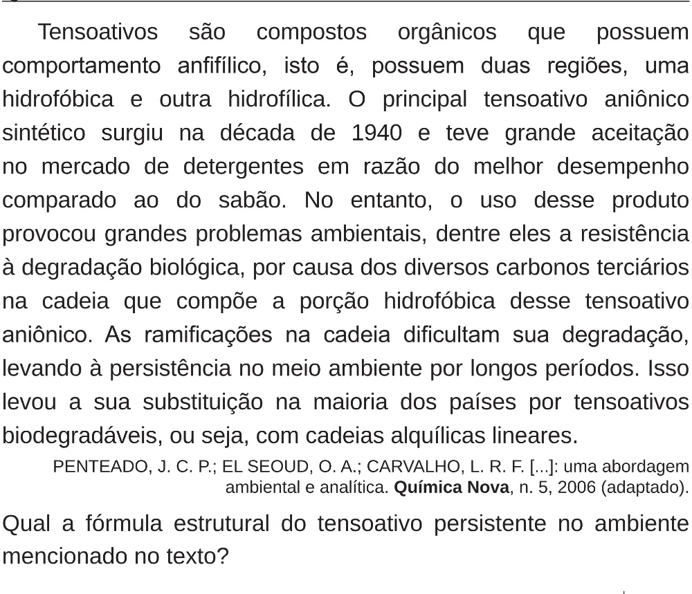 Trecho original com figura, tabela ou fórmula da questão 129 do ENEM 2018 - 2º Dia - Caderno 5 – Amarelo (Superampliada) – Aplicação regular.
