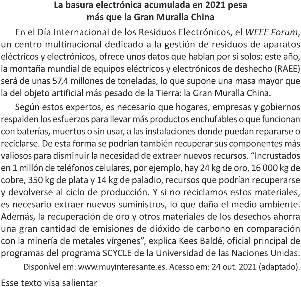 Trecho original com figura, tabela ou fórmula da questão 3 (espanhol) do ENEM 2025 - 1º Dia – Caderno 9 – Laranja (Braile e ledor) – Reaplicação - (Superampliada).