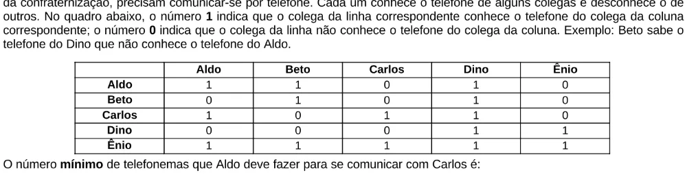 Trecho original com figura, tabela ou fórmula da questão 2 do ENEM 1999 - Caderno Amarelo.