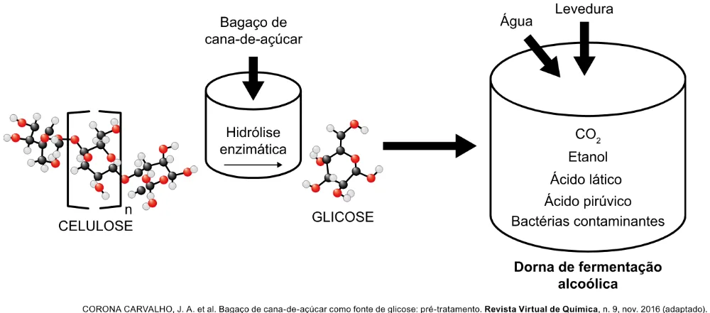 Diagrama da produção de etanol da questão 108 do ENEM 2023 PPL.
