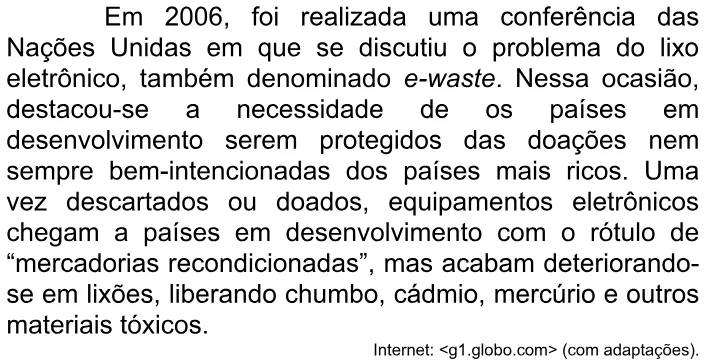 Trecho original com figura, tabela ou fórmula da questão 19 do ENEM 2008 - Caderno Amarelo.