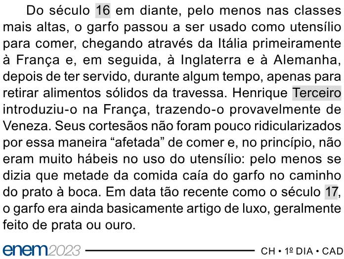 Trecho original com figura, tabela ou fórmula da questão 88 do ENEM 2023 - 1º Dia – Caderno 9 – Laranja (Braile e ledor) – Aplicação Regular.