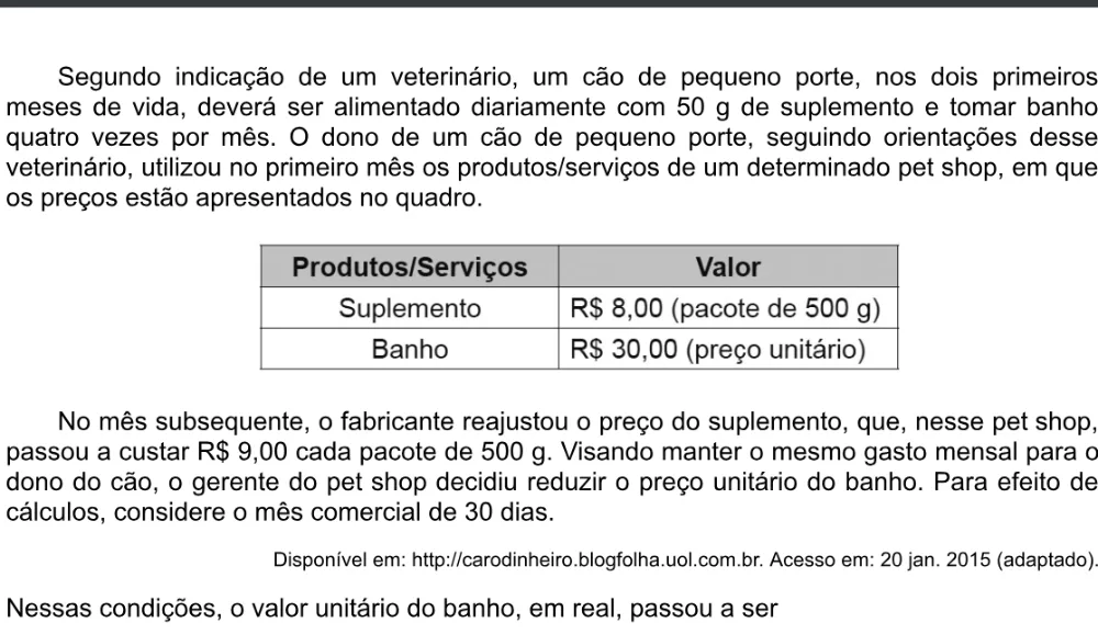 Trecho original com figura, tabela ou fórmula da questão 141 do ENEM 2020 - 2º Dia - Caderno 5 – Amarelo – Aplicação digital.