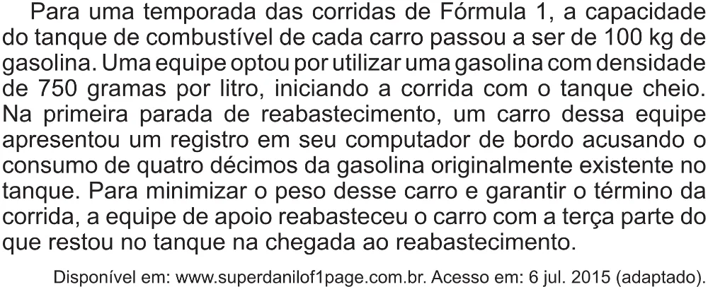 Trecho original com figura, tabela ou fórmula da questão 169 do ENEM 2017 - 2º Dia - Caderno 5 – Amarelo (Superampliada) – Aplicação regular.