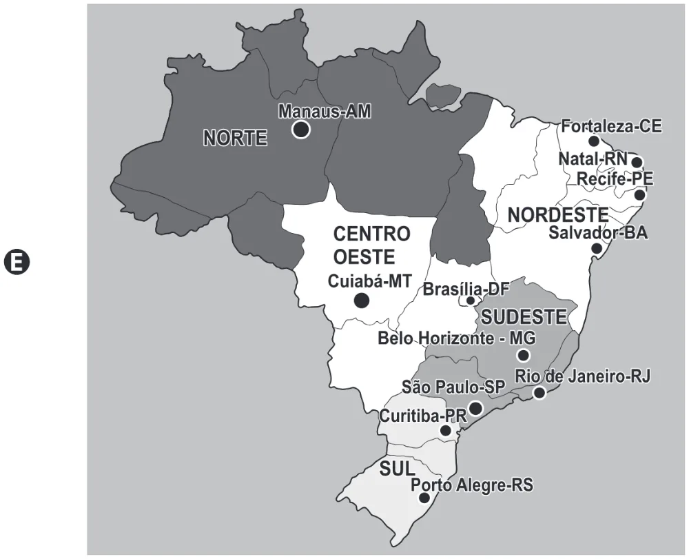 Mapa da alternativa E da questão 46 do ENEM 2022.