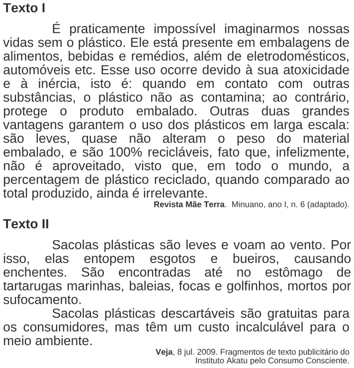 Trecho original com figura, tabela ou fórmula da questão 107 do ENEM 2009 - 2º Dia - Caderno 5 - Amarelo.