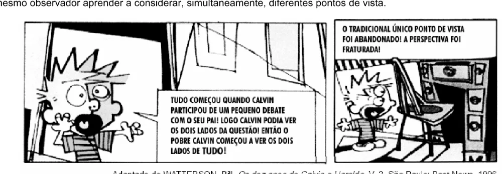 Tirinha sobre diferentes pontos de vista.