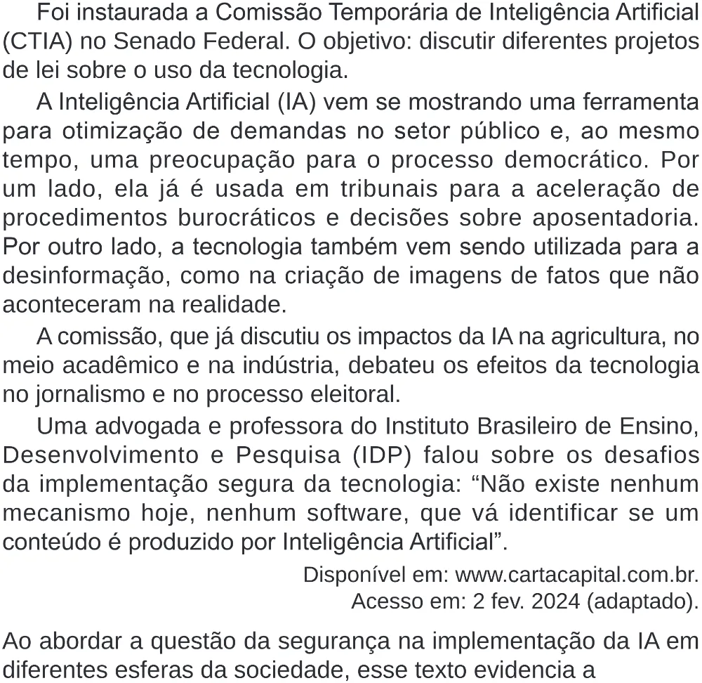 Trecho original com figura, tabela ou fórmula da questão 17 do ENEM 2024 - 1º Dia – Caderno 4 – Verde (Superampliada) – Reaplicação/PPL.