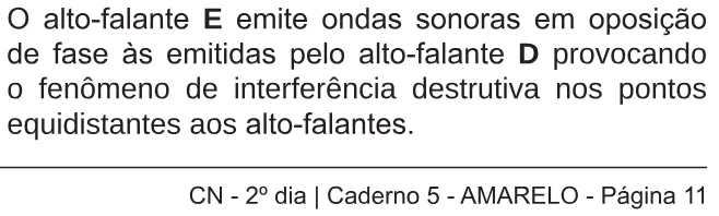 Alternativa E da questão 124 do ENEM 2018 - 2º Dia - Caderno 5 - Amarelo – Aplicação regular.