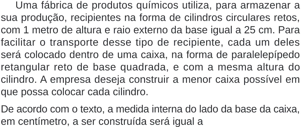 Trecho original com figura, tabela ou fórmula da questão 152 do ENEM 2024 - 2º Dia – Caderno 8 – Verde (Superampliada) – Reaplicação/PPL.
