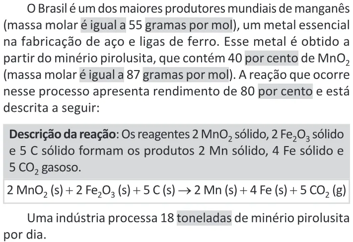 Trecho original com figura, tabela ou fórmula da questão 115 do ENEM 2025 - 2º Dia – Caderno 11 – Laranja (Braile e ledor) – Aplicação Regular - (Ledor) - Belém, Ananindeua e Marituba.
